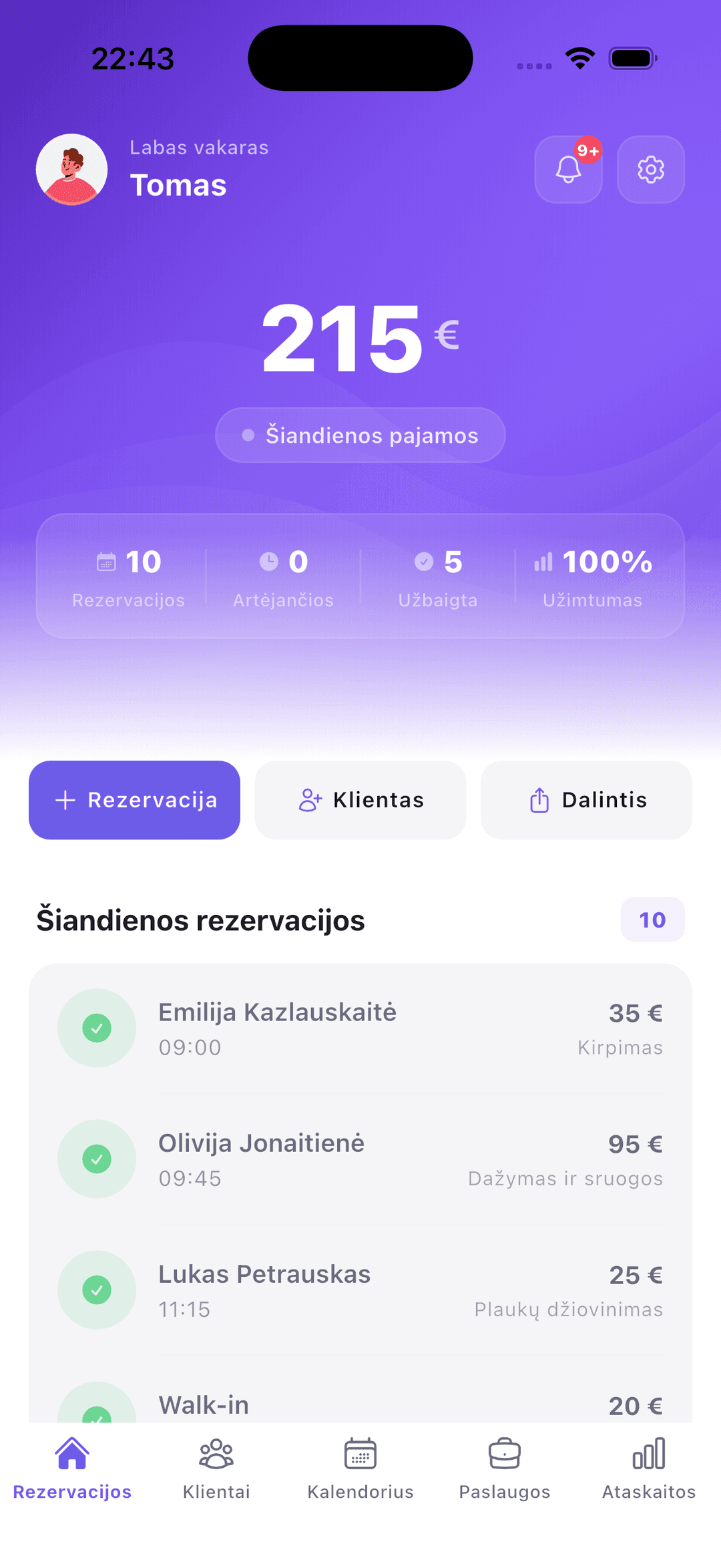 eilé salon booking app — manage appointments