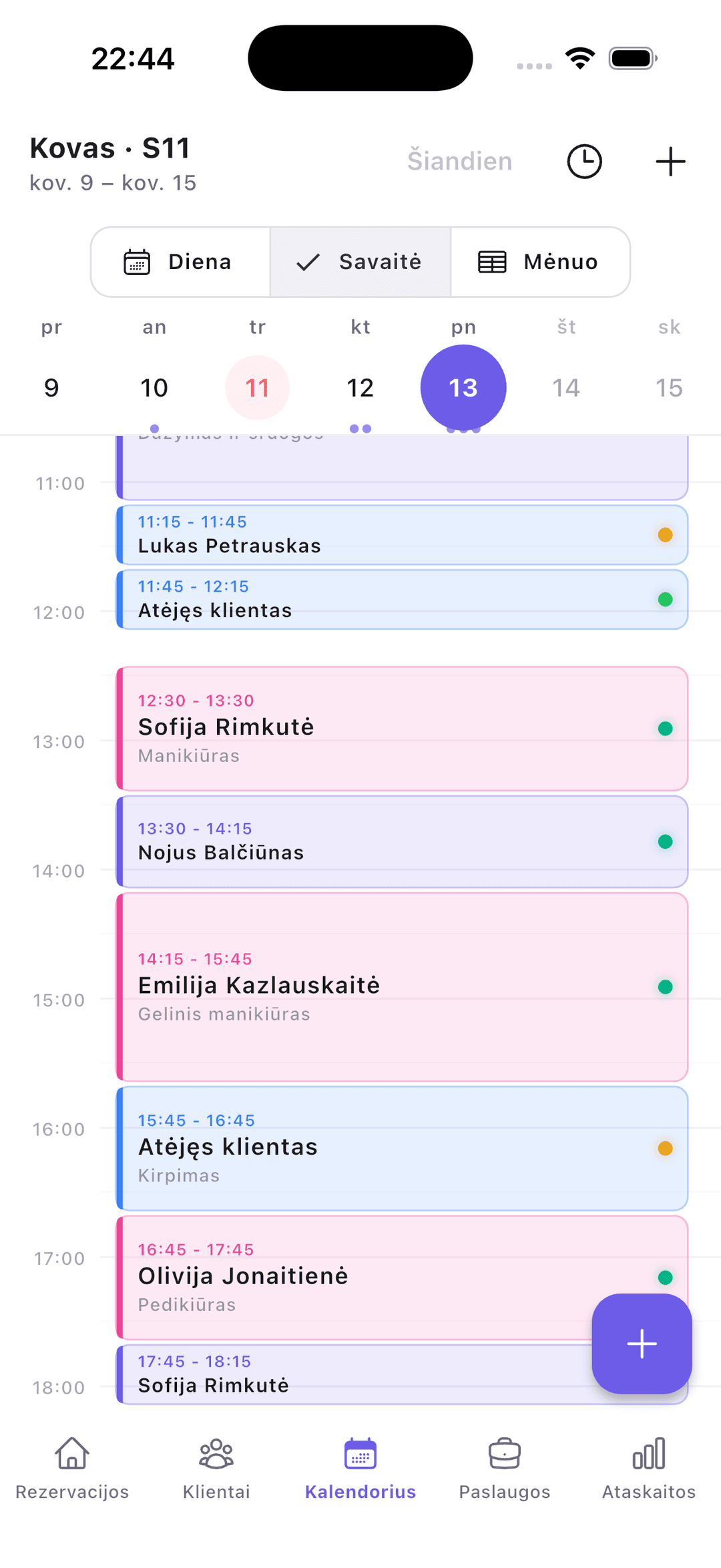 eilé beauty salon calendar and scheduling